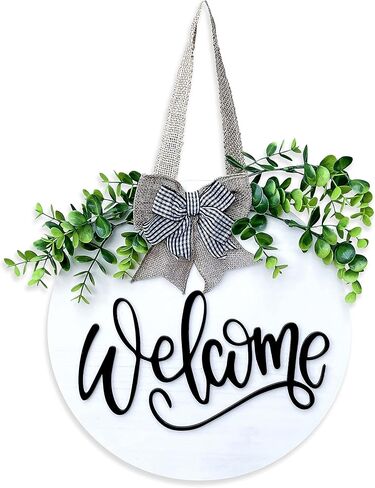Happy Naya Welcome Sign For Front Door Decor- Front Porch Decor_ Farmhouse welcome wreaths for front door sign -12x12 wooden welcome door sign- House warming presents for New Home. in Saudi Arabia