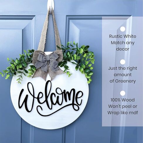 Happy Naya Welcome Sign For Front Door Decor- Front Porch Decor_ Farmhouse welcome wreaths for front door sign -12x12 wooden welcome door sign- House warming presents for New Home. in Saudi Arabia