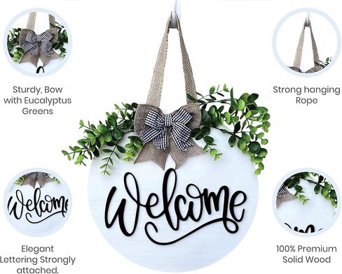 Happy Naya Welcome Sign For Front Door Decor- Front Porch Decor_ Farmhouse welcome wreaths for front door sign -12x12 wooden welcome door sign- House warming presents for New Home. in Saudi Arabia