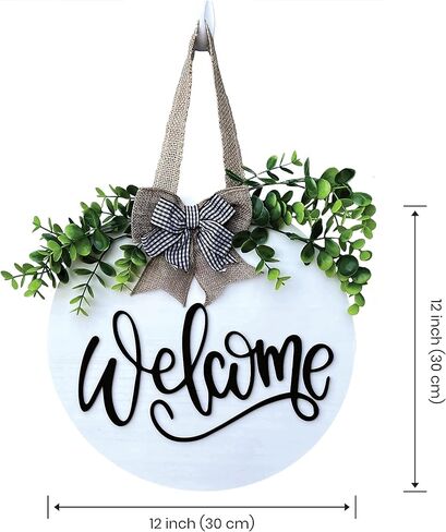 Happy Naya Welcome Sign For Front Door Decor- Front Porch Decor_ Farmhouse welcome wreaths for front door sign -12x12 wooden welcome door sign- House warming presents for New Home. in Saudi Arabia