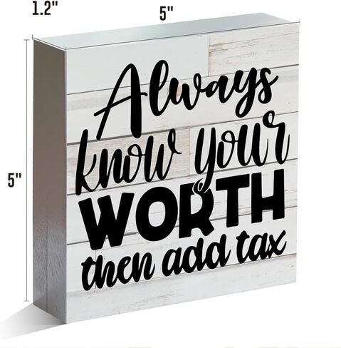 مزرعة تحفيزية تعرف قيمتها اقتباس صندوق خشبي علامة إيجابية الذاتي الحب الخشب كتلة منضدية علامة مكتب ديكور علامة مكتب المنزل ديكور الجرف 5 × 5 بوصة in Kuwait