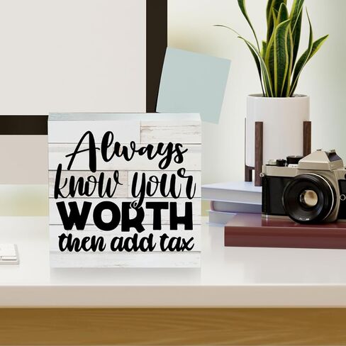 مزرعة تحفيزية تعرف قيمتها اقتباس صندوق خشبي علامة إيجابية الذاتي الحب الخشب كتلة منضدية علامة مكتب ديكور علامة مكتب المنزل ديكور الجرف 5 × 5 بوصة in Kuwait