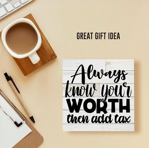 مزرعة تحفيزية تعرف قيمتها اقتباس صندوق خشبي علامة إيجابية الذاتي الحب الخشب كتلة منضدية علامة مكتب ديكور علامة مكتب المنزل ديكور الجرف 5 × 5 بوصة in Kuwait