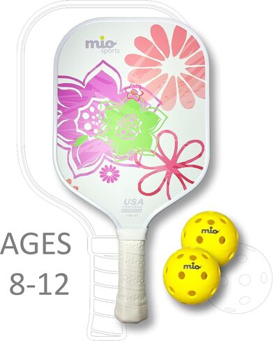 Kid's Pickleball Set (Ages 8-12), USAPA Approved Kid's Pickleball Paddle with Textured Surface for Better Controls and Smaller Balls for Optimal Sweet Spot. in Saudi Arabia