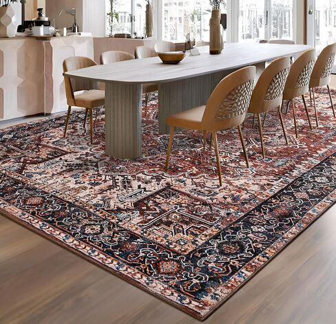 ISEAU Indoor Entryway 2x3 Vintage Rug - Small Machine Washable Area Rug with Non-Slip Backing, Low Pile Throw Rugs for Door, Entrance, Kids Room, Bedside, Bedroom, Kitchen in Kuwait