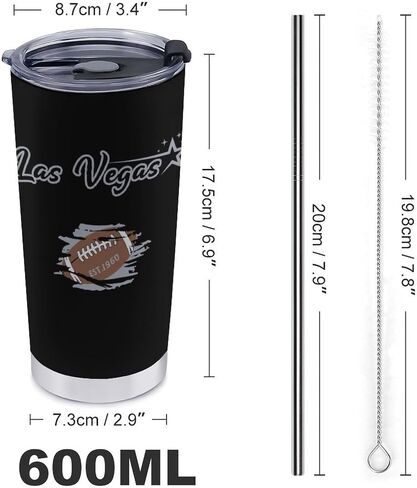 Football Tumblers Cup Vacuum Insulated Stainless Steel Thermos with Flip Lid and Straws Gifts for Fans 590ml in Saudi Arabia