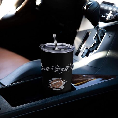 Football Tumblers Cup Vacuum Insulated Stainless Steel Thermos with Flip Lid and Straws Gifts for Fans 590ml in Saudi Arabia