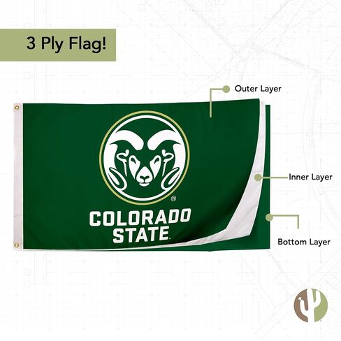 Desert Cactus Colorado State University Flag Double Sided Rams CSU Banners 100% Polyester Indoor Outdoor 3x5 feet Flags (Double Sided - Flag 1) in Saudi Arabia