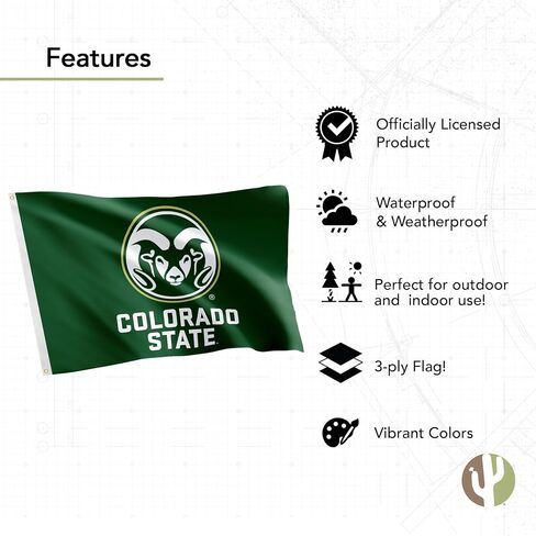 Desert Cactus Colorado State University Flag Double Sided Rams CSU Banners 100% Polyester Indoor Outdoor 3x5 feet Flags (Double Sided - Flag 1) in Saudi Arabia