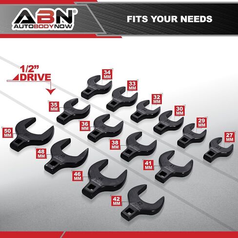 مجموعة مفاتيح ربط قدم ABN Crows مع قضبان تمديد - 14 قطعة من مجموعة مفاتيح ربط خط الفرامل القياسية SAE - مفاتيح ربط نهاية مفتوحة للوظائف التي يصعب الوصول إليها in Kuwait