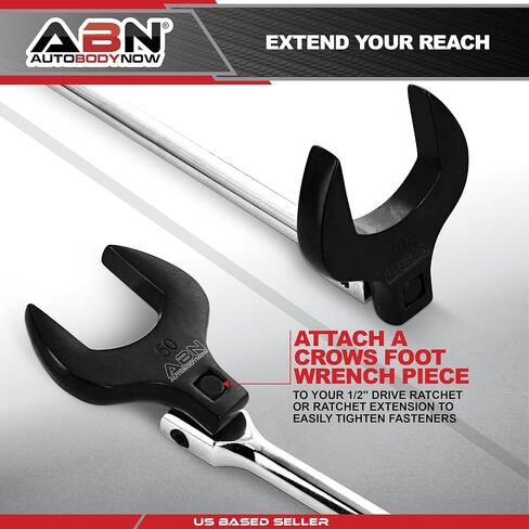 مجموعة مفاتيح ربط قدم ABN Crows مع قضبان تمديد - 14 قطعة من مجموعة مفاتيح ربط خط الفرامل القياسية SAE - مفاتيح ربط نهاية مفتوحة للوظائف التي يصعب الوصول إليها in Kuwait