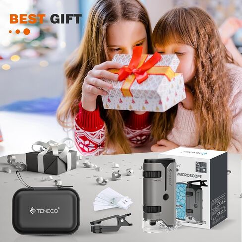 100x-250x Mini Pocket Microscope for Kids Adults, Protable Handheld Microscope with 5 Microscope Slides, Phone Adapter, Miniscope Portable Microscope Kit for Kids Adults Science Lab Education, Green in Kuwait