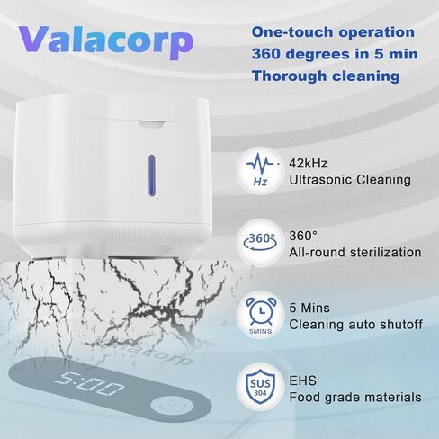 Ultrasonic Cleaner Machine 42kHz,Retainer Cleaning Box,For Dentures, Aligners, Braces，Denture Bath,Night Guard(300ml White) in Saudi Arabia