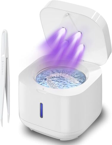 Ultrasonic Cleaner Machine 42kHz,Retainer Cleaning Box,For Dentures, Aligners, Braces，Denture Bath,Night Guard(300ml White) in Saudi Arabia