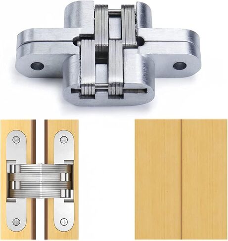 Simple Concealed Hinge of Cabinet Door, zinc Alloy Concealed Hinge Suitable for Various Types of Concealed Doors (60.4mm*12.8mm) in Saudi Arabia
