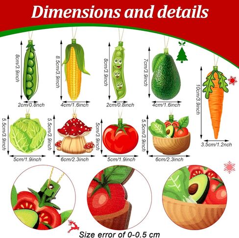 Christmas Tree Wooden Hanging Ornaments Wood Fruit Ornaments Animal Ornaments Vegetable Ornaments Decoration Slices Tree Ornaments for Christmas Tree Wreath Fireplace Decor (Fruit Style,24 Pieces) in Saudi Arabia