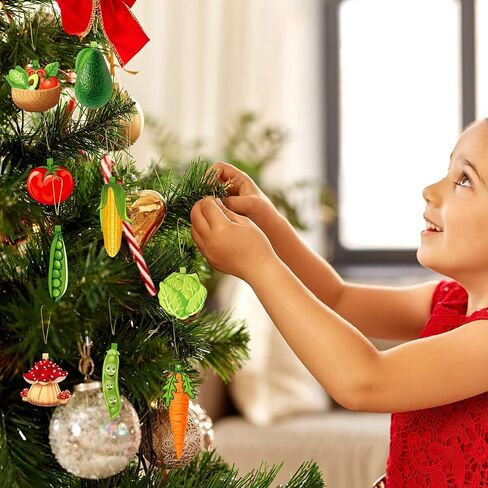 Christmas Tree Wooden Hanging Ornaments Wood Fruit Ornaments Animal Ornaments Vegetable Ornaments Decoration Slices Tree Ornaments for Christmas Tree Wreath Fireplace Decor (Fruit Style,24 Pieces) in Saudi Arabia