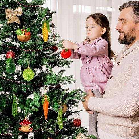 Christmas Tree Wooden Hanging Ornaments Wood Fruit Ornaments Animal Ornaments Vegetable Ornaments Decoration Slices Tree Ornaments for Christmas Tree Wreath Fireplace Decor (Fruit Style,24 Pieces) in Saudi Arabia
