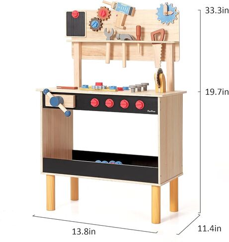 PairPear Kids Tool Bench,Wooden Toys Child Workbench with Toy Hammer and Construction Tools,Toddler Toy Set with Tool Accessories Gift for Boys in Kuwait