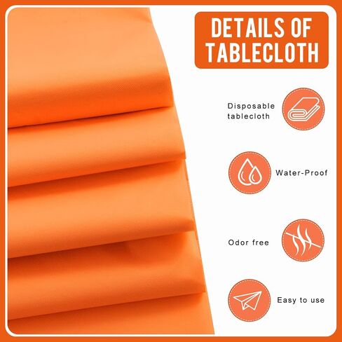 Eleclassi Orange 6 Pack Premium Round Disposable Plastic Tablecloth - 84 Inch Round Plastic Table Cloths for Parties Disposable Tablecloth - Round Plastic Tablecloth - Orange Round Tablecloth in Saudi Arabia