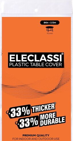 Eleclassi Orange 6 Pack Premium Round Disposable Plastic Tablecloth - 84 Inch Round Plastic Table Cloths for Parties Disposable Tablecloth - Round Plastic Tablecloth - Orange Round Tablecloth in Saudi Arabia