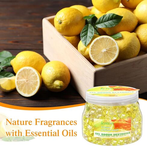 9 عبوات من خرز جل مزيل للروائح الكريهة، 10 أونصات من جل معطر للهواء، مزيل للروائح الكريهة للمنزل والحمامات والسيارات والقوارب ومناطق الحيوانات الأليفة (الليمون) in Kuwait