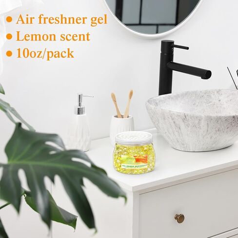 9 عبوات من خرز جل مزيل للروائح الكريهة، 10 أونصات من جل معطر للهواء، مزيل للروائح الكريهة للمنزل والحمامات والسيارات والقوارب ومناطق الحيوانات الأليفة (الليمون) in Kuwait