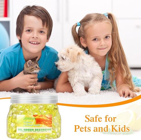 9 عبوات من خرز جل مزيل للروائح الكريهة، 10 أونصات من جل معطر للهواء، مزيل للروائح الكريهة للمنزل والحمامات والسيارات والقوارب ومناطق الحيوانات الأليفة (الليمون) in Kuwait