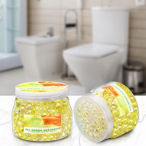 9 عبوات من خرز جل مزيل للروائح الكريهة، 10 أونصات من جل معطر للهواء، مزيل للروائح الكريهة للمنزل والحمامات والسيارات والقوارب ومناطق الحيوانات الأليفة (الليمون) in Kuwait
