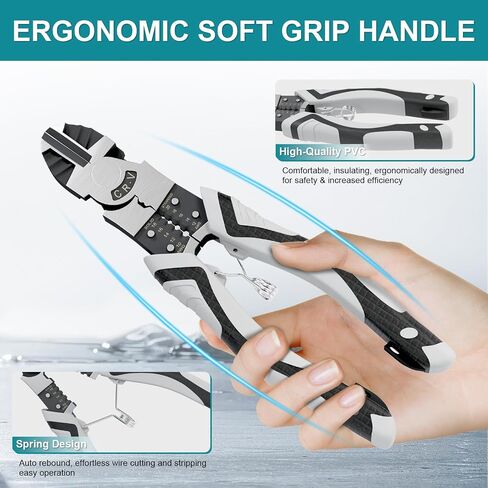 Multifunctional Diagonal Cutting Pliers, Wire Stripper/Crimper/Cutter in 1, Ideal Professional Universal Pliers Tool for Mechanical Home Repairs in Kuwait