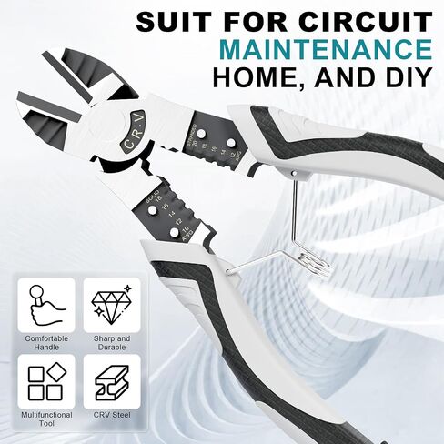 Multifunctional Diagonal Cutting Pliers, Wire Stripper/Crimper/Cutter in 1, Ideal Professional Universal Pliers Tool for Mechanical Home Repairs in Kuwait