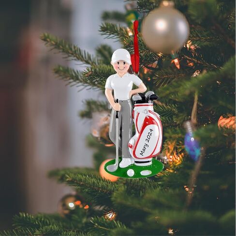 Golf Boy Personalized Christmas Ornament Tree Decoration 2024 - Male Golfer Playing Golf Christmas Ornament - Holding Bag of Clubs Golf Ornament - Personalized Golf Gifts for Dad, Grandpa, Men in Kuwait