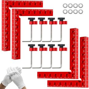 Corner Clamps for Woodworking, 90 Degree Clamping Square, Smooth Edge Aluminum Precision Right Angle Clamp Tools, 4 Pack 5.5"x 5.5" inch L Type Carpenter Tool for Box Cabinets, Picture Frames, Drawers