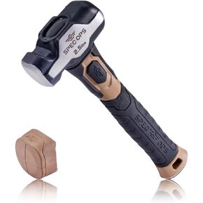 Spec Ops Tools Engineering Hammer, 4 lb Sledge hammer with Removable Soft Mallet Cap & Bi-Material Shock Absorbing & Vibration Dampening Handle, 3% Donated to Veterans, Black/Tan