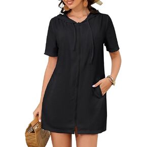 Bsubseach Terry Cloth Cover Up - Women 2025 Zipper Swimsuit Coverup Hooded Swim Robes Beach Coverups with Pockets
