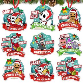 Christmas Tree Decorations, Jack Sally Christmas Tree Hanging Ornaments, 12PCS Xmas Nightmare Christmas Ornament 2 Layers Christmas Decorations Before Holiday Decor Home Indoors