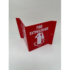 9" Width x 6" Height x 4" Depth Acrylic, White on Red Standard FIRE EXTINGUISHER "V" Sign