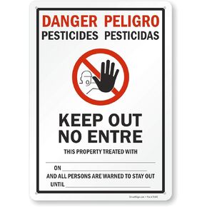 SmartSign "Danger - Pesticides, Keep Out No Entry" Bilingual Sign | 10" x 14" Plastic