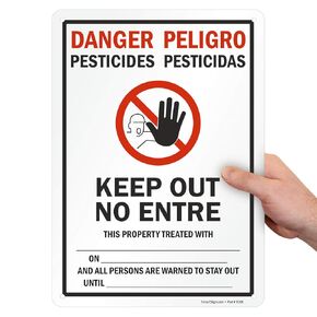 SmartSign "Danger - Pesticides, Keep Out No Entry" Bilingual Sign | 10" x 14" Plastic