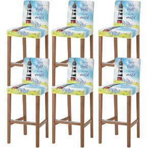 QueenKer Fall Bar Stool Covers with Backs, Stretch Washable Bar Stool Chair Cover Slipcovers Pure Orange Solid Color Removable Counter Stool High Chair Covers for Pub, Dining Room, Cafe,Set of 4