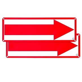 Arrow Sign - For Indoor or Outdoor Use - 2 Signs White & Red - Hard & Durable Plastic with Holes - 12" x 4" - Pre-Drilled Mounting Holes - Direction Arrow Graphic
