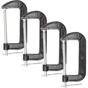 4 Piece 6 Inch C-Clamp Set - Industrial Strength, Quality Iron C Clamps for Woodworking, Welding, and Building