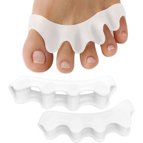 Welnove Toe Separators Spacers for Women - 4 Pack Gel Toe Straightener to Correct Bunions and Relieve Foot Pain - Silicone Toe Spacers for Toe Overlapping Hammertoe Yoga Practice - L，Pure White