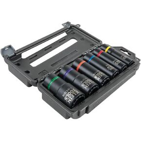 Klein Tools 66010 2-in-1 SAE Impact Socket Set, 6-Piece Tool Set with 12-Point Deep Sockets with 1/2-Inch Drive, Includes Tool Case