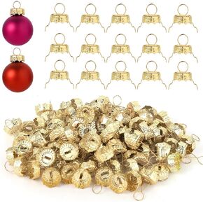 100pcs Round Christmas Ball Ornament Caps 0.47in, Ornament Tops Caps Xmas Hanger DIY Decorations Cap for Christmas Tree Ceramic Glass Porcelain Top Hanging Ornaments, Gold in Saudi Arabia