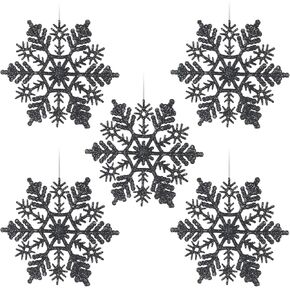 4''/10cm Sparkling Glittered Plastic Snowflake Ornaments Christmas Tree Decorations(30ct, Gold)