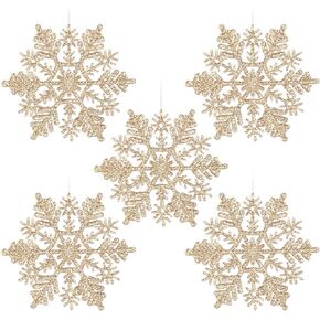 4''/10cm Sparkling Glittered Plastic Snowflake Ornaments Christmas Tree Decorations(30ct, Gold) in Saudi Arabia