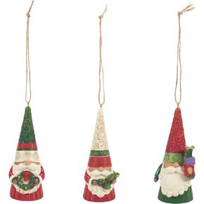 Enesco Jim Shore Heartwood Creek Christmas Gnomes Hanging Ornament Set, 3.35 Inch, Multicolor