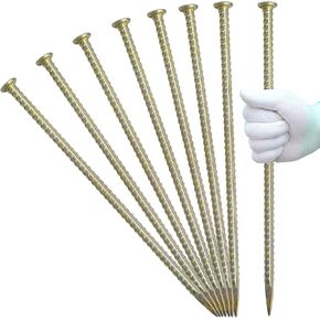 16 Inch Rebar Stakes - 1/2 Inch Diameter Galvanized Steel Ground Anchors Hevy Duty Garden Stake Metal Camping Tent Stakes with Point End for Speed Bump, Hard Soil, Fence, Etc (8)