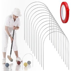 12 PCS Arch Croquet Wickets Replacement for Croquet Metal Croquet Hoops,9×7.8 inch Thick Steel Wire Croquet Metal Hoops for Family Lawn Backyard Outdoor Game (Silver，Square)